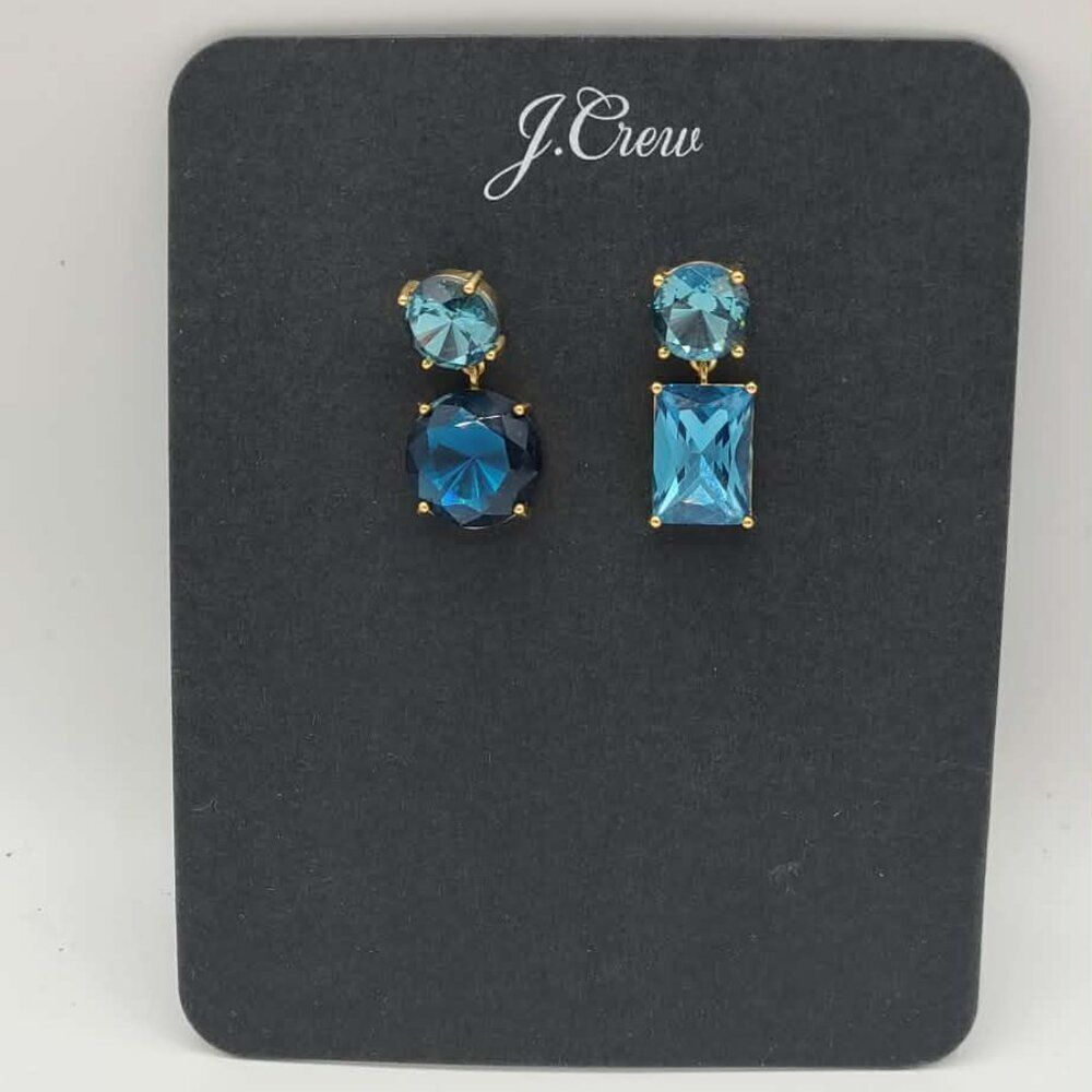 J Crew Blue Crystal Drop Earrings NWT! NEW!